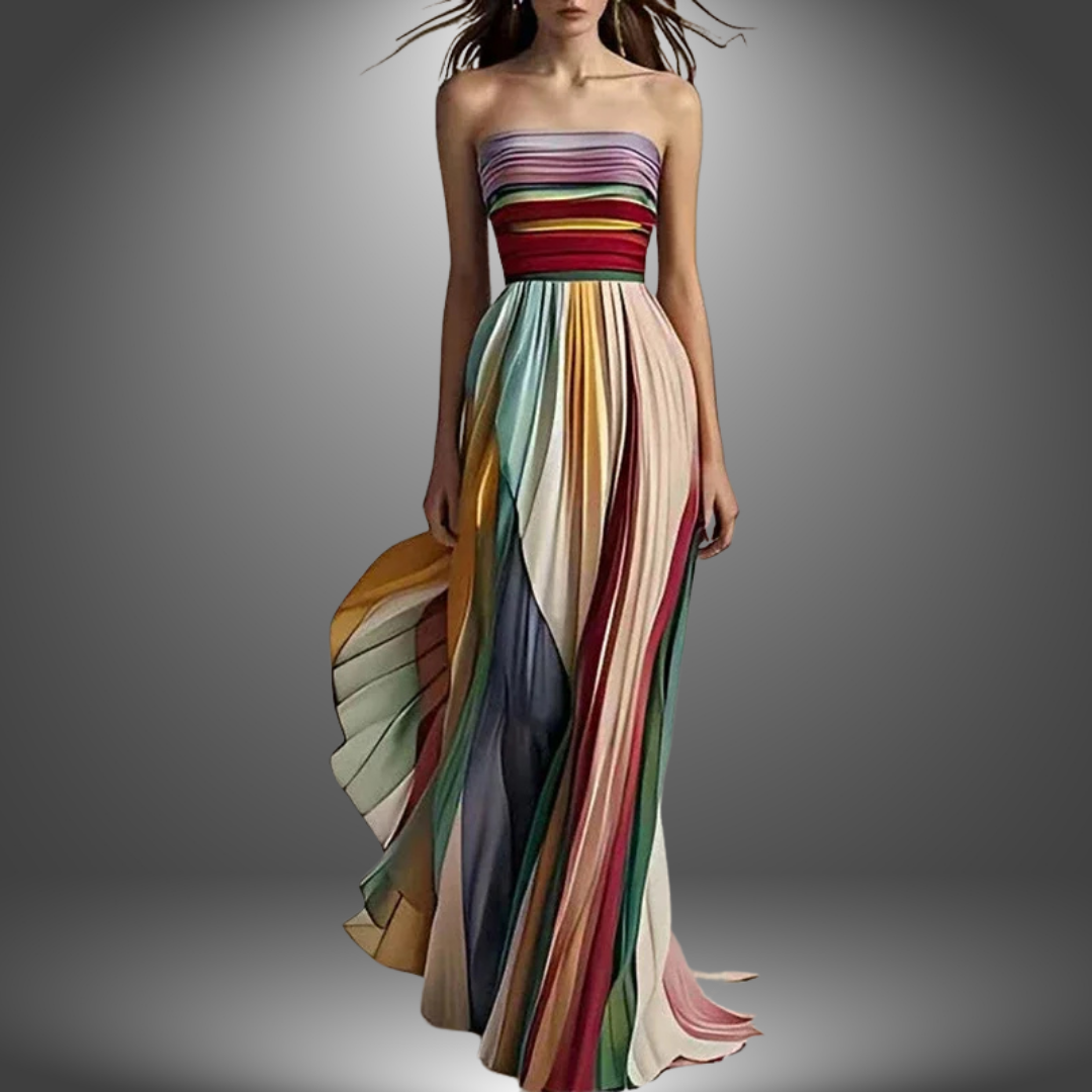 Abigail™ – Robe longue plissée et colorée sans bretelles