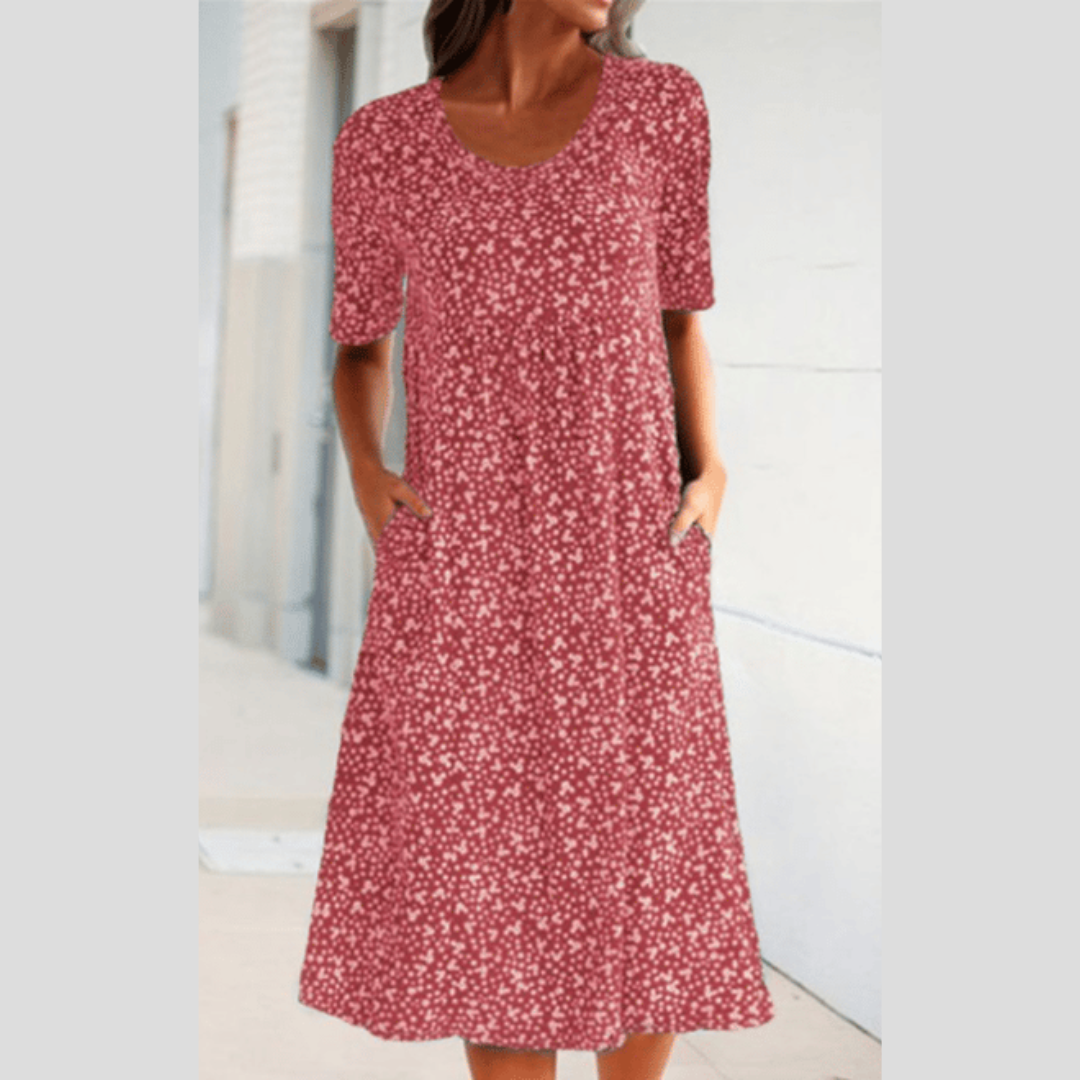 Amara™ – Robe midi élégante à imprimé fleuri