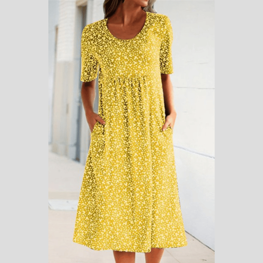 Amara™ – Robe midi élégante à imprimé fleuri
