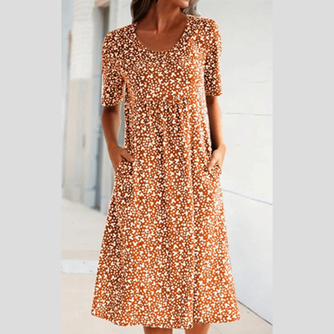 Amara™ – Robe midi élégante à imprimé fleuri