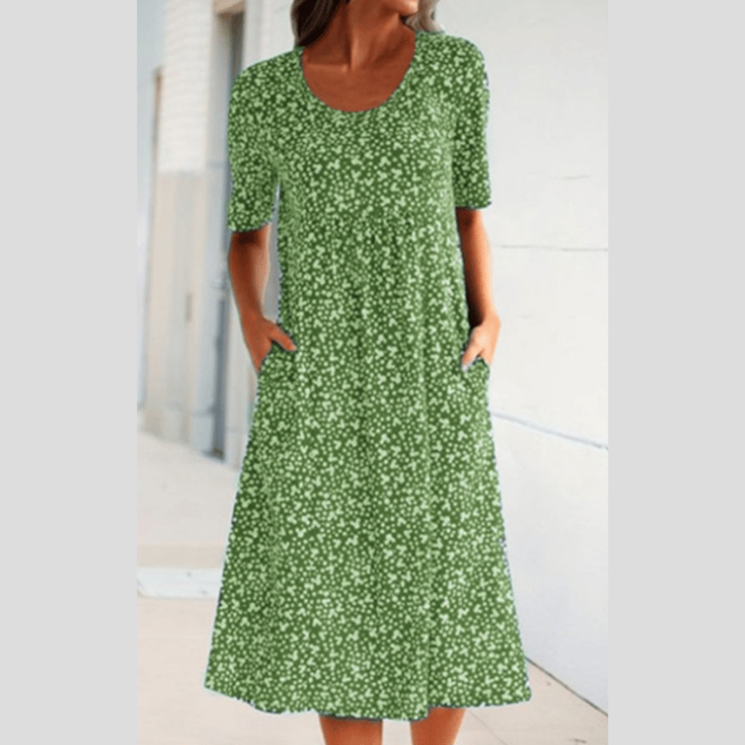 Amara™ – Robe midi élégante à imprimé fleuri