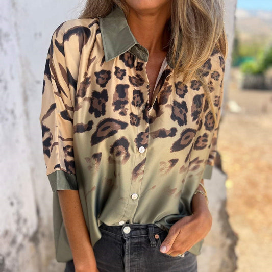 Marthe™ - Women's Leopard Button-Down Shirt